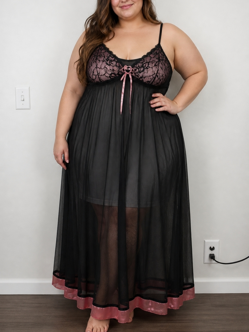 Sweet Heart Lace Mesh Slip Dress Babydoll Nightgown Y2K Whimsical Fairy Grunge
